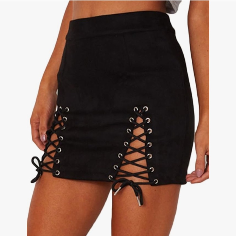 Lace up skirt black Large